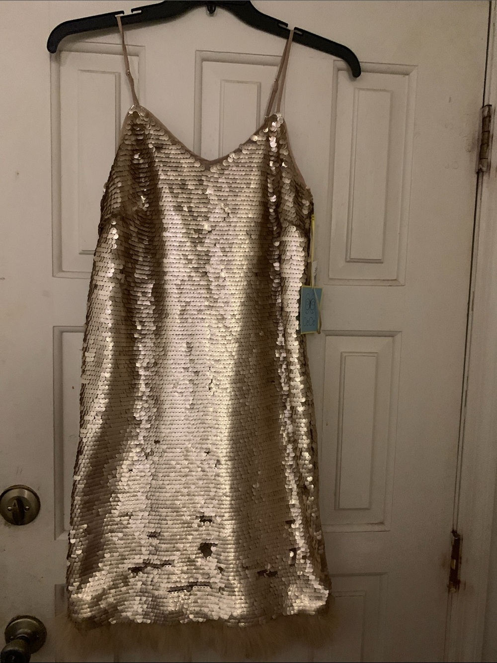 CeCe Blush Gold Sequin Party Dress